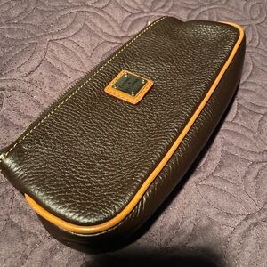 Dooney & Bourke Chocolate Brown/ Tan Leather Compartment Gold Tone  Wallet.